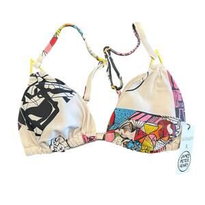 NWT Swiminista x James Peter Henry Bikini Top, Abstract Art Print, Women’s Small